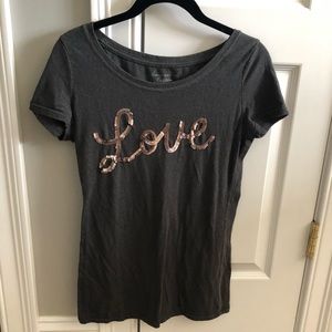 American Eagle Gray “Love” TShirt Medium